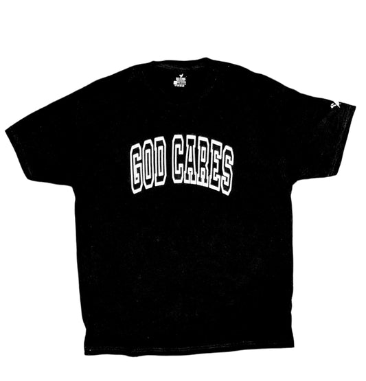 GC "God Cares" Varsity Black and White T-Shirt