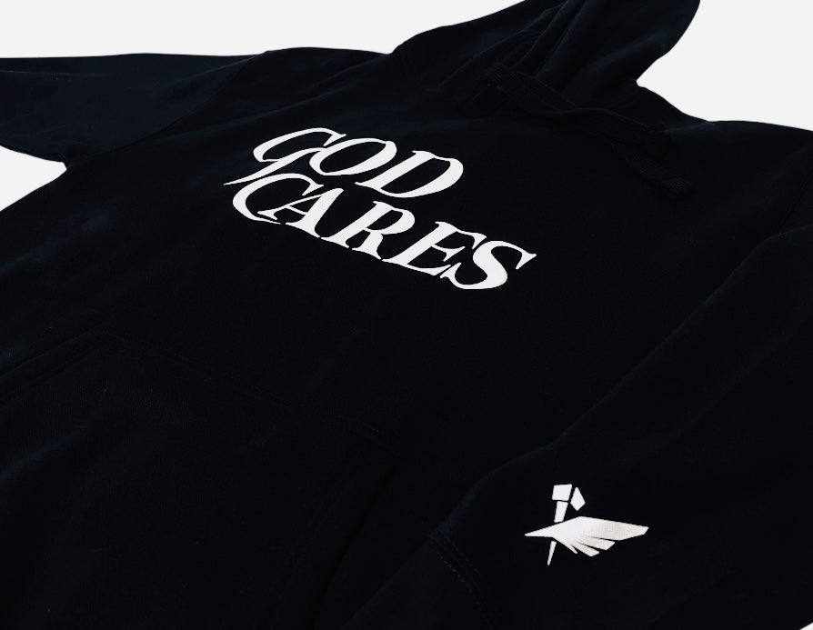 🔥 Limited stock left! 🔥GC "God Cares" Black and White Hoodie