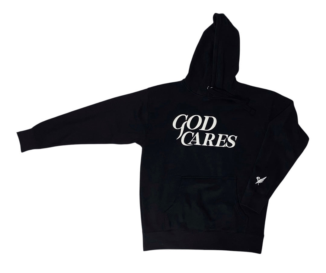 🔥 Limited stock left! 🔥GC "God Cares" Black and White Hoodie