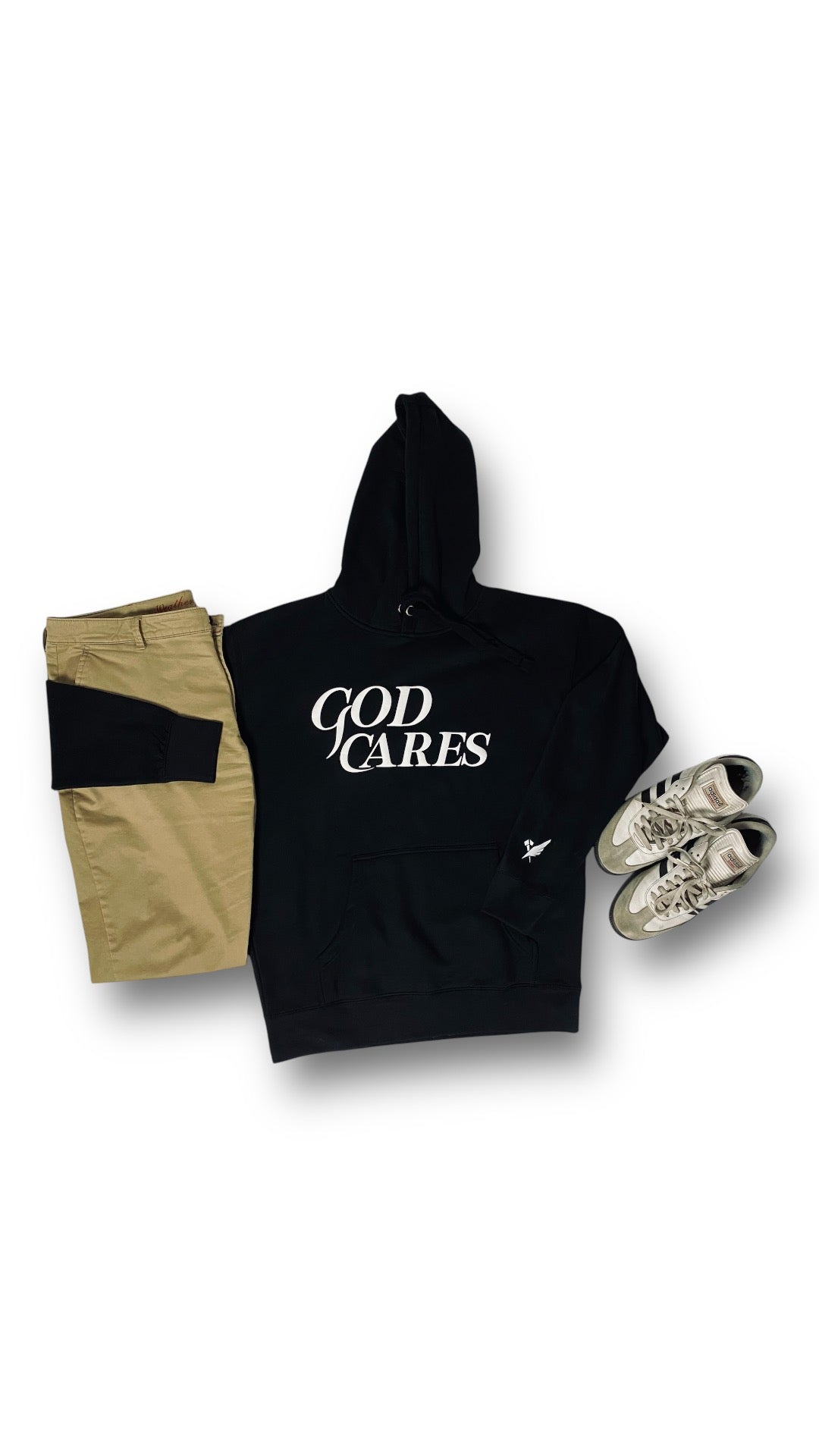 🔥 Limited stock left! 🔥GC "God Cares" Black and White Hoodie