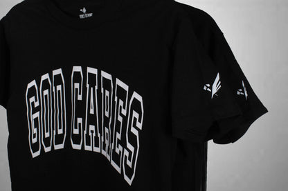 GC "God Cares" Varsity Black and White T-Shirt
