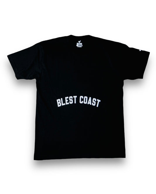 "Blest Coast" Black Shirt - White Words
